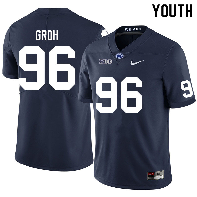 Youth #96 Mitchell Groh Penn State Nittany Lions College Football Jerseys Sale-Navy